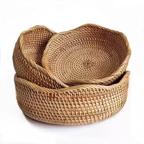 YANGQIHOME Rattan Bread Basket,  Set of 3