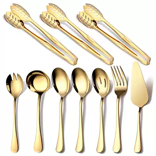 Gold Serving Utensils, OGORI 10-Piece