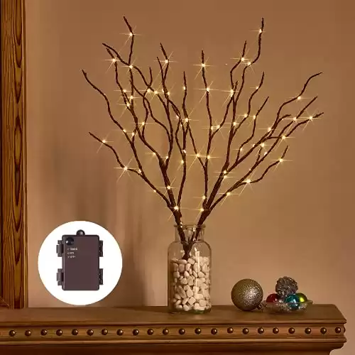 Birchlitland Lighted Brown Branches 18IN 70L Warm White Fairy Lights