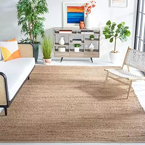 Area Rug - 8' x 10', Natural, Handmade Braided Jute