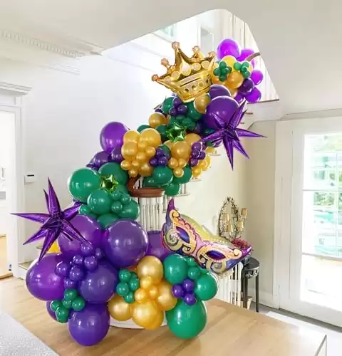 Mardi Gras Balloon Garland Arch Kit 110pcs