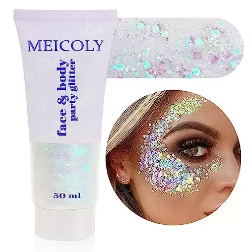 MEICOLY Clear White Body Glitter Gel,Mardi Gras Face Glittert