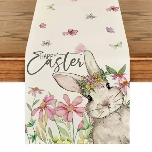 Artoid Mode Daisy Bunny Rabbit Easter Table Runner