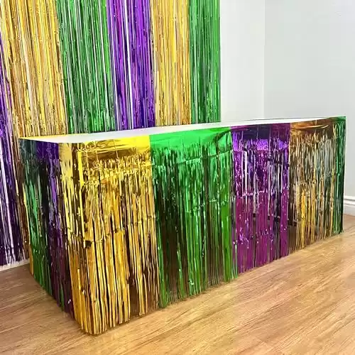 Giftexpress 2-pk Mardi Gras Metallic Fringe Table Skirts