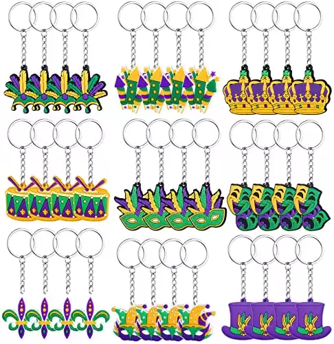 Jadive 36 Pcs Mardi Gras Decorations PVC Keychains