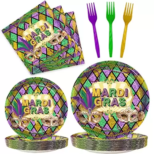 Kepeel 96 Pcs Mardi Gras Party Supplies