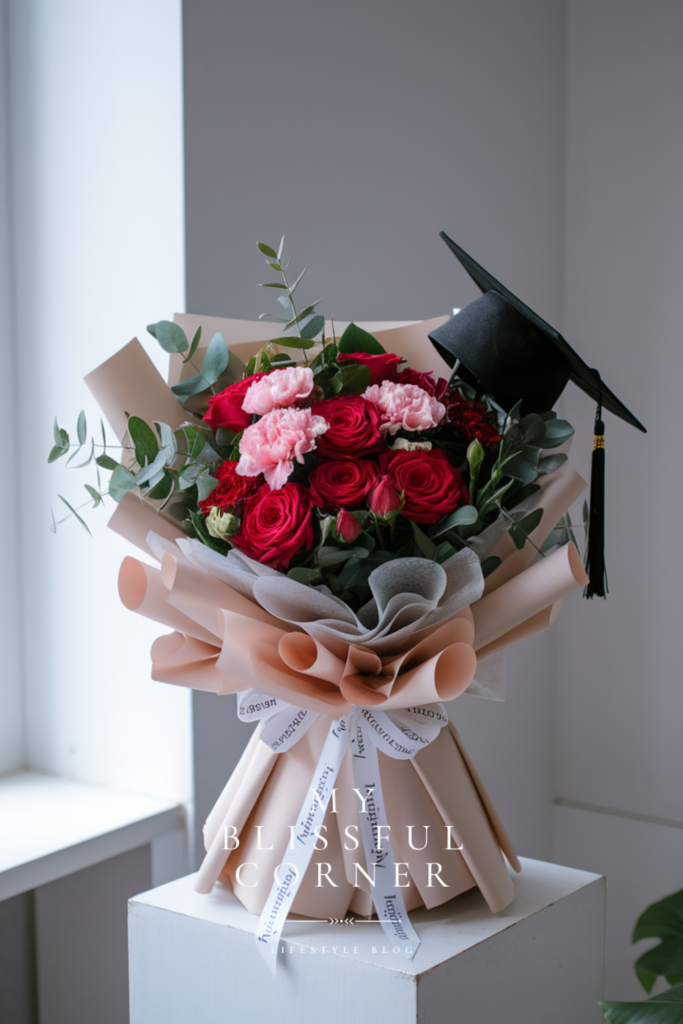 red graduation bouquet