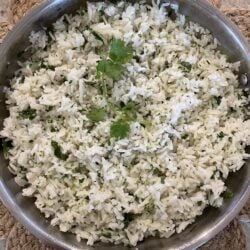 Chipotle cilantro lime rice copycat recipe made with jasmine rice, fresh cilantro, lime juice, and salt for an easy restaurant-style side dish.