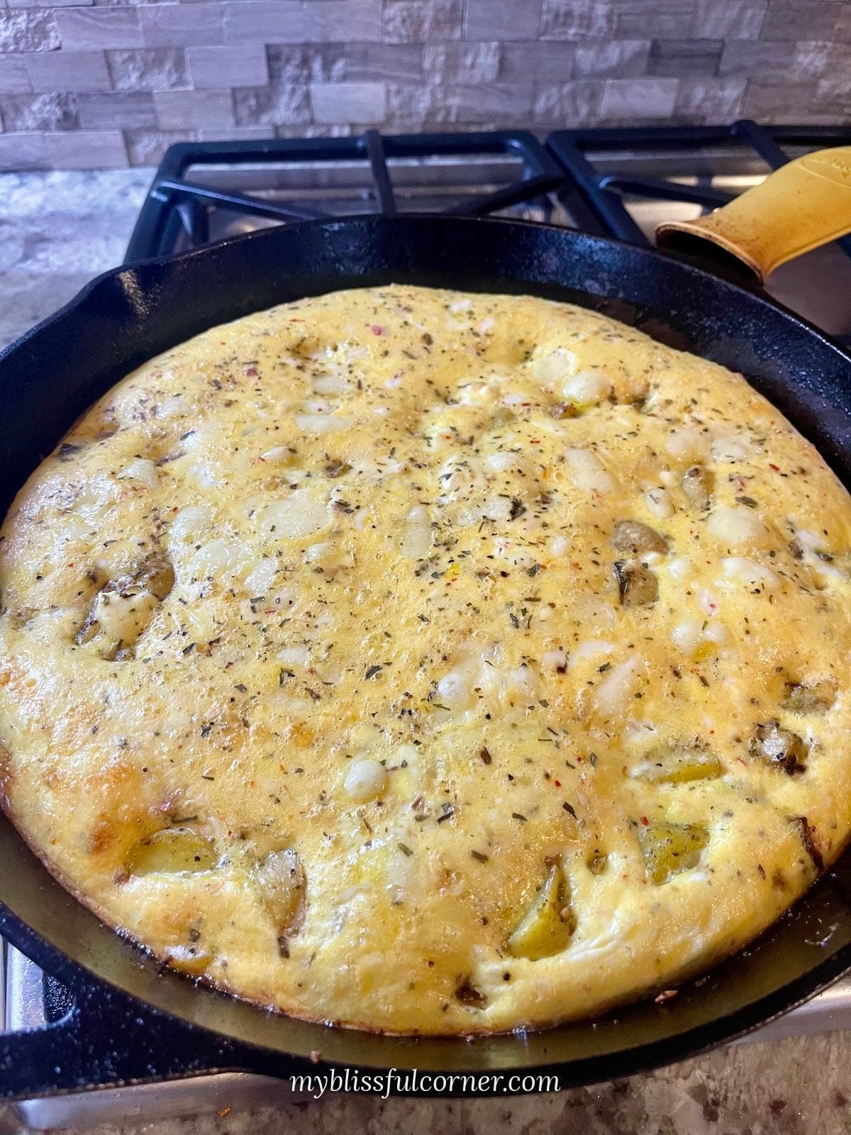 christmas breakfast casserole in cast iron skillet