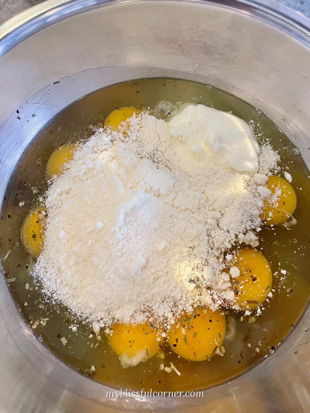 eggs, yogurt and Parmesan for egg bake